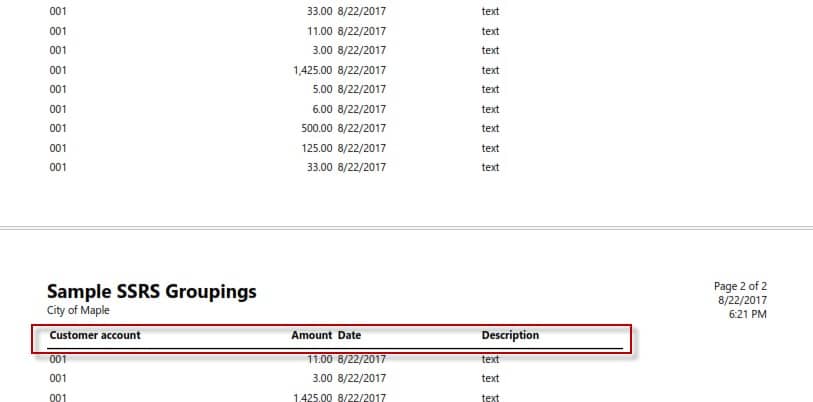 Sample SSRS Grouping in Dynamics 365