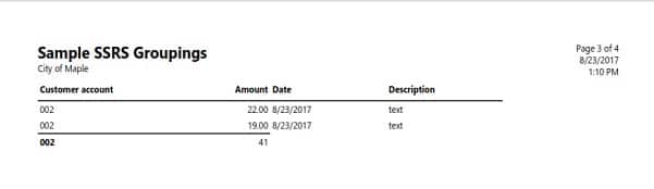 Sample SSRS Grouping in Dynamics 365