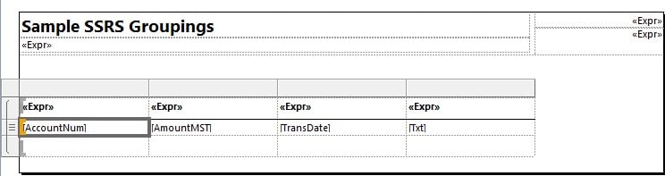 Sample SSRS Grouping in Dynamics 365