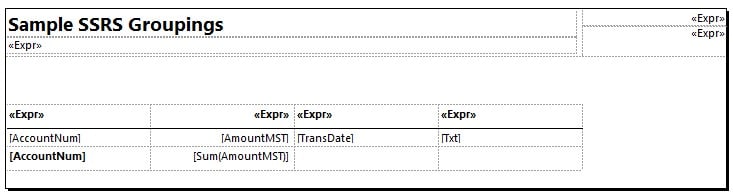 Sample SSRS Grouping in Dynamics 365